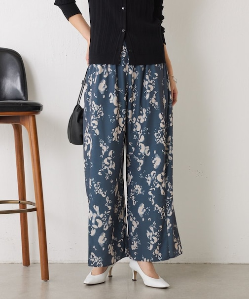 【オールゴムウエスト】ニュアンス柄イージーパンツ