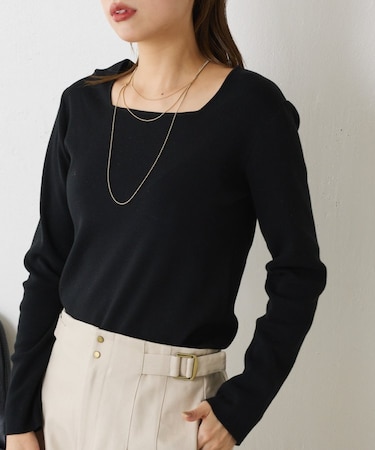 【好評につきコンパクトサイズ登場】スクエアネックニット