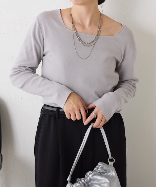 【好評につきコンパクトサイズ登場】スクエアネックニット