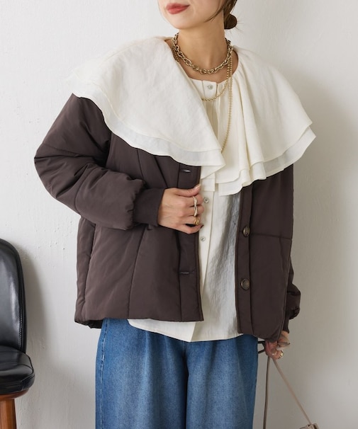 【軽量/小顔効果◎】キルティングラインジャケット