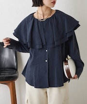 ネックラッフルブラウス