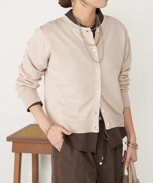 【一枚で完成】レイヤード風配色カーディガン