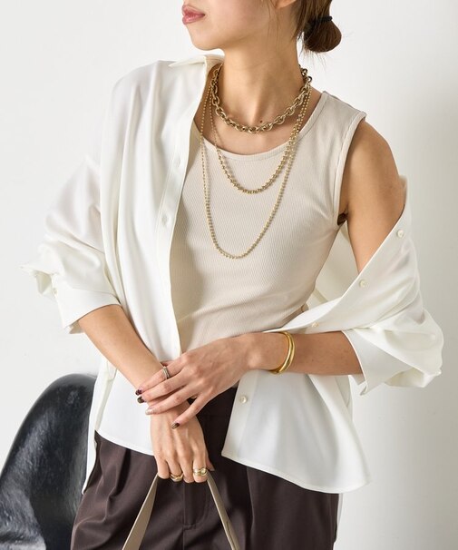 【シャツのインナーに最適◎】リブタンクトップ