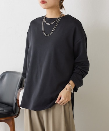 裾ラウンドストレッチカットソー