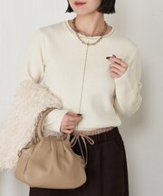 【すっきり見え】スリムラインリブニット