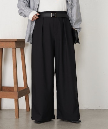 【美脚見え◎】ワンタックワイドパンツ