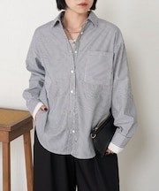 【さらっと羽織り】ストライプリラックスシャツ