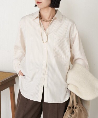 【さらっと羽織り】ストライプリラックスシャツ
