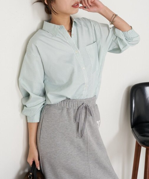 【さらっと羽織り】ストライプリラックスシャツ