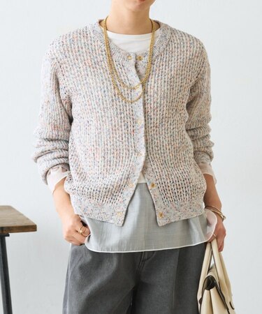 【大人の抜け感◎】ミックスカラーメッシュカーディガン