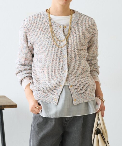 【大人の抜け感◎】ミックスカラーメッシュカーディガン