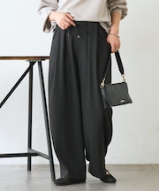【美脚が叶うワイド】リボンタックワイドパンツ