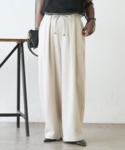 【美脚が叶うワイド】リボンタックワイドパンツ