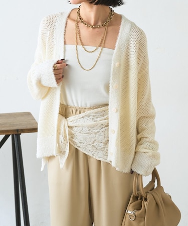 【羽織るだけ映え】ファンシーヤーンニットカーディガン