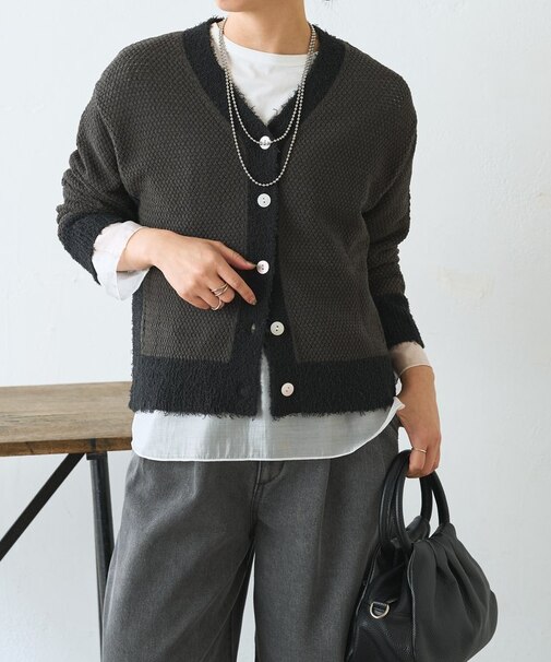 【羽織るだけ映え】ファンシーヤーンニットカーディガン