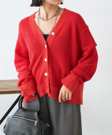 【羽織るだけ映え】ファンシーヤーンニットカーディガン