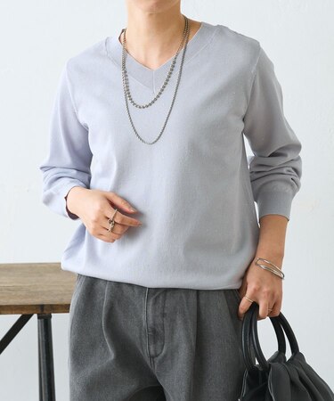 【上品華やぎ】ミニスパンコールVニット