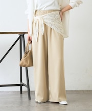 【マルチに使えるレーススカーフ付き】ワイドパンツ