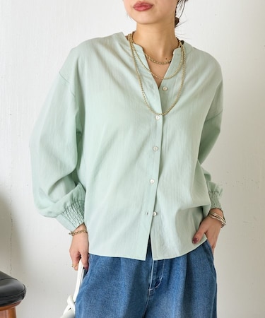 【抜け感つくるスキッパー】スリット配色スキッパーシャツ