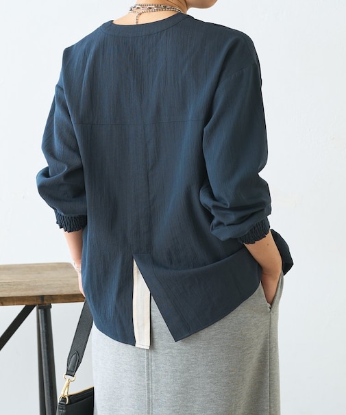 【抜け感つくるスキッパー】スリット配色スキッパーシャツ