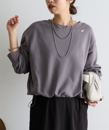 【シンプルに差がつく】プレート付裾ドロストカットソー