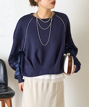 袖サテンギャザープルオーバー