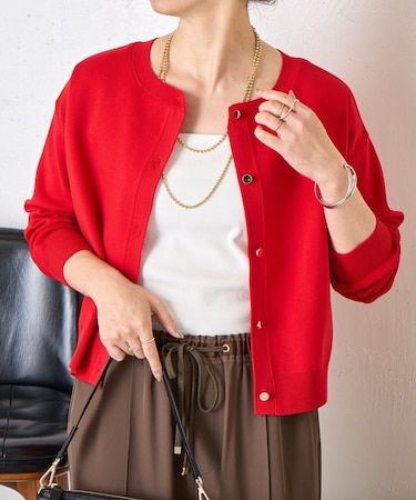 【ロングシーズン使える】金ボタンクルーニットカーディガン
