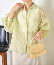 【体系カバー◎】シアーストライプチュニックシャツ