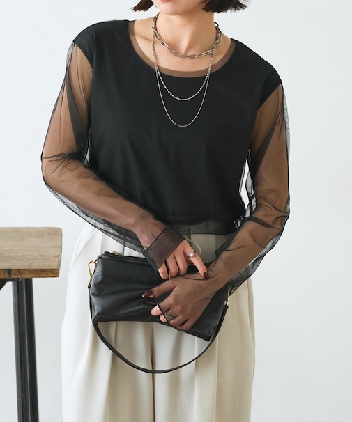 チュールインナーカットソー