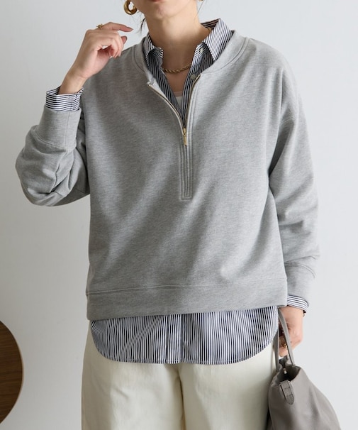 裏毛ハーフジッププルオーバー