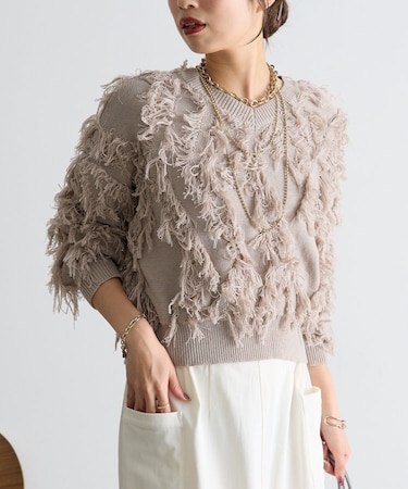 フリンジVニット