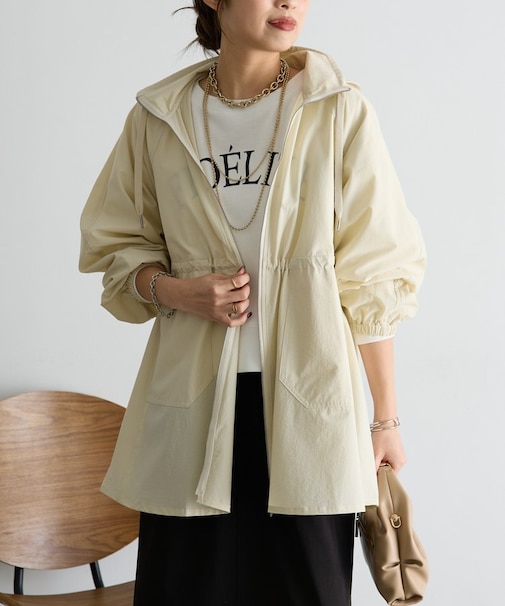 【フード取り外し可能】ウエストシャーリングジャケット