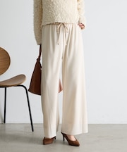 【上品な落ち感】サテン切替トロミパンツ