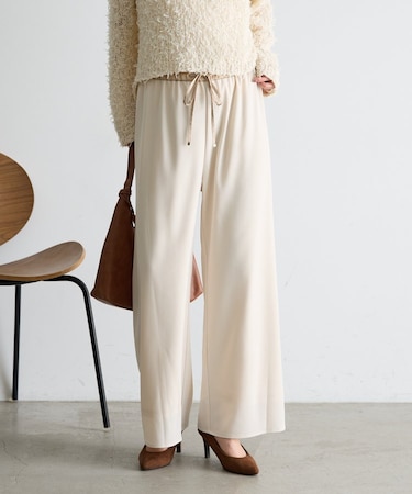 【上品な落ち感】サテン切替トロミパンツ