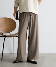 【上品な落ち感】サテン切替トロミパンツ