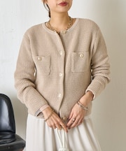 エンブレムボタンカーディガン