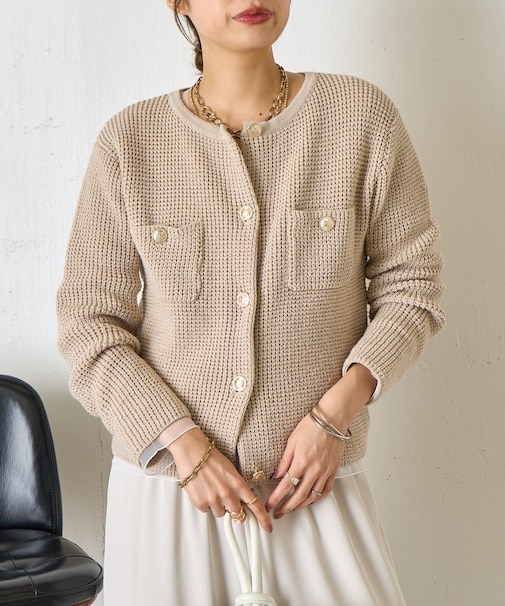 エンブレムボタンカーディガン