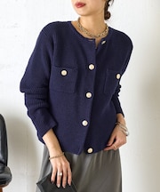 エンブレムボタンカーディガン