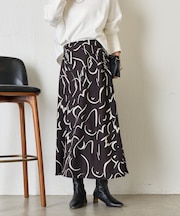 ライン柄フレアスカート