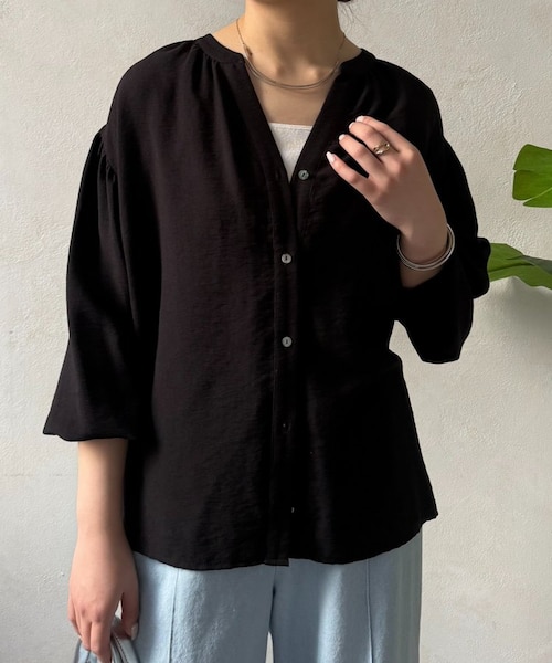 6(ROKU)＞チェック オープンカラー ショートスリーブ シャツ