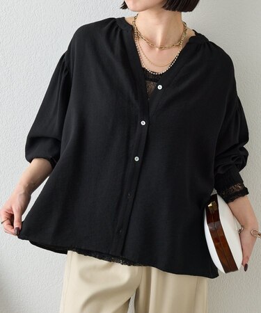 【昨年大ヒットが再登場】リネンライクスキッパーブラウス