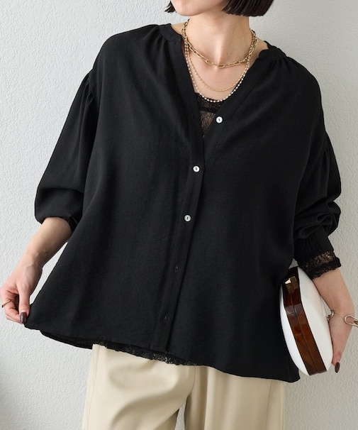 【昨年大ヒットが再登場】リネンライクスキッパーブラウス