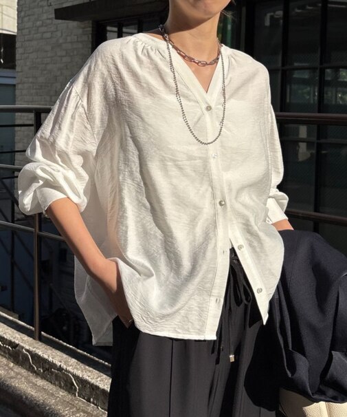 【昨年大ヒットが再登場】リネンライクスキッパーブラウス
