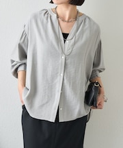 【昨年大ヒットが再登場】リネンライクスキッパーブラウス