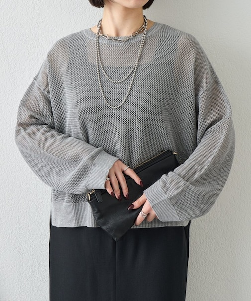 【抜け感ニット】メッシュスパンコールニット