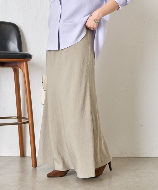 【軽やかロング】レーヨンナイロンロングスカート