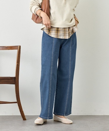 ステッチストレートデニムパンツ