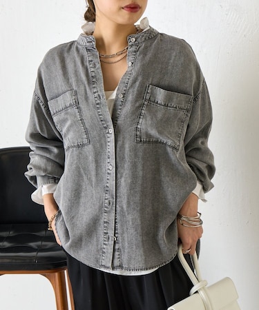 バックギャザーデニムシャツ