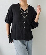 リネンライクVシャツ