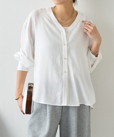リネンライクVシャツ